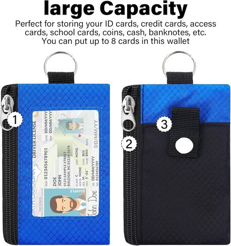 محفظة صغيرة بسيطة مع حبال نافذة لبطاقة الهوية، وحجب RFID للنساء وجيب حامل بطاقات الائتمان وجيب نحيف بسحاب، ومحفظة رقبة للسفر مقاومة للماء - أسود in Kuwait
