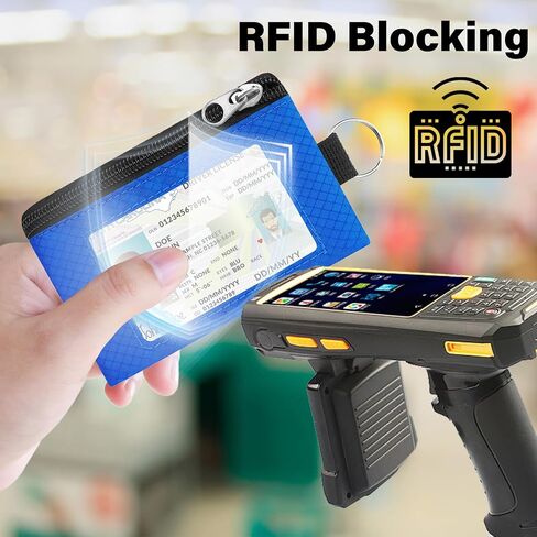 محفظة صغيرة بسيطة مع حبال نافذة لبطاقة الهوية، وحجب RFID للنساء وجيب حامل بطاقات الائتمان وجيب نحيف بسحاب، ومحفظة رقبة للسفر مقاومة للماء - أسود in Kuwait