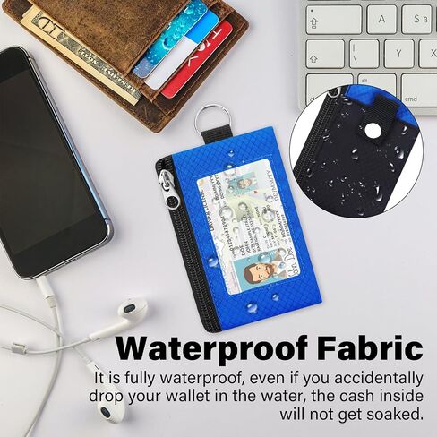 محفظة صغيرة بسيطة مع حبال نافذة لبطاقة الهوية، وحجب RFID للنساء وجيب حامل بطاقات الائتمان وجيب نحيف بسحاب، ومحفظة رقبة للسفر مقاومة للماء - أسود in Kuwait