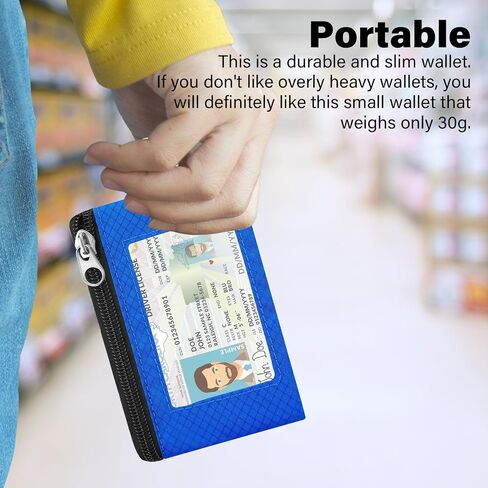 محفظة صغيرة بسيطة مع حبال نافذة لبطاقة الهوية، وحجب RFID للنساء وجيب حامل بطاقات الائتمان وجيب نحيف بسحاب، ومحفظة رقبة للسفر مقاومة للماء - أسود in Kuwait