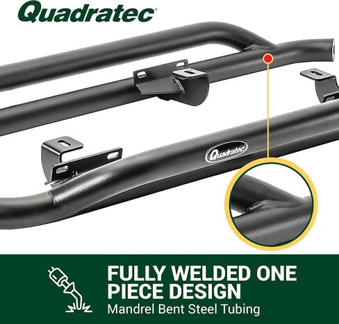 Quadratec QRC Rocker Guards, Pair of 2 - Fits Jeep Wrangler YJ, TJ, JK 1987-2018 - Solid Welded Steel - Black Powder Coated Finish - Aggressive Offroad Appearance - Side Step Running Boards (87-06) in Saudi Arabia