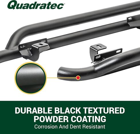 Quadratec QRC Rocker Guards, Pair of 2 - Fits Jeep Wrangler YJ, TJ, JK 1987-2018 - Solid Welded Steel - Black Powder Coated Finish - Aggressive Offroad Appearance - Side Step Running Boards (87-06) in Saudi Arabia