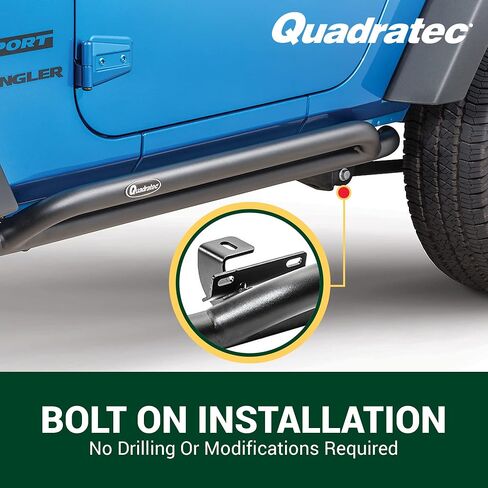 Quadratec QRC Rocker Guards, Pair of 2 - Fits Jeep Wrangler YJ, TJ, JK 1987-2018 - Solid Welded Steel - Black Powder Coated Finish - Aggressive Offroad Appearance - Side Step Running Boards (87-06) in Saudi Arabia