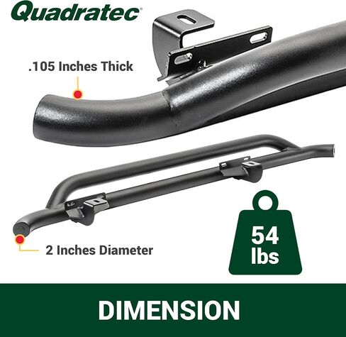 Quadratec QRC Rocker Guards, Pair of 2 - Fits Jeep Wrangler YJ, TJ, JK 1987-2018 - Solid Welded Steel - Black Powder Coated Finish - Aggressive Offroad Appearance - Side Step Running Boards (87-06) in Saudi Arabia