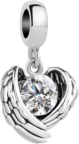 KunBead Guardian Angel Heart Wings Birthstone Dangle Birthday Charms Compatible with Pandora Charm Bracelet for Women in Saudi Arabia
