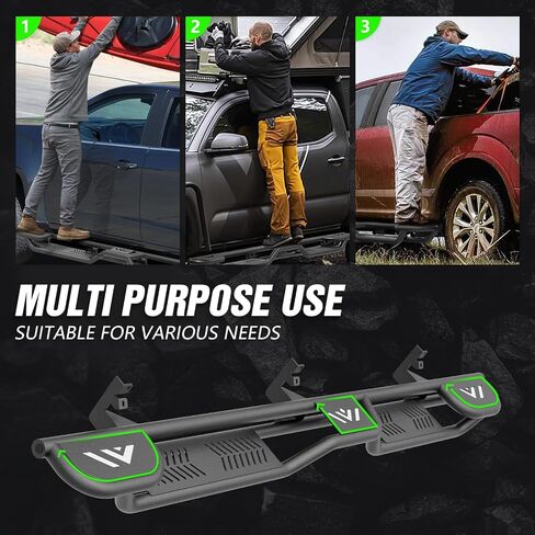 Crew Cab Running Boards Two Stairs Design Side Steps Compatible with 2004-2025 Nissan Titan (Excludes 2016 Model) & Nissan Titan XD 2016-2025 Model CrewCab, Bolt-on Side Rails Step Nerf Bar in Saudi Arabia