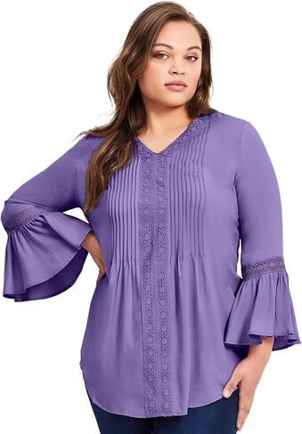 Avenue Women's Plus Size Lace Trim Tunic in Saudi Arabia