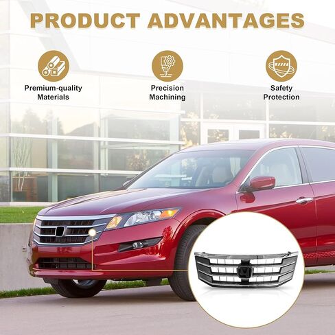 PartsFlow Front Bumper Grille Upper Mesh Grill Chrome For 2010 2011 Honda Accord Crosstour in Saudi Arabia