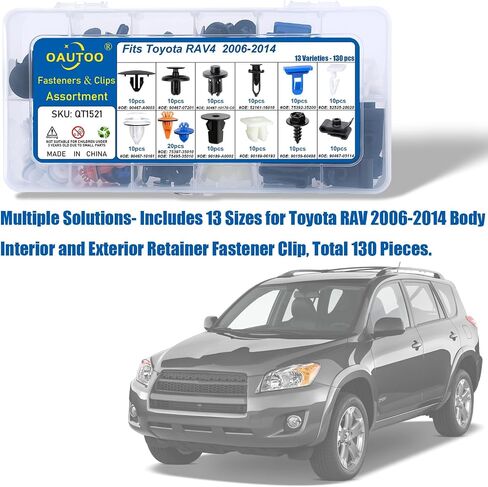 130 قطعة من OAUTOO تناسب Toyota RAV4 2006-2014، مجموعة متنوعة من المثبت الداخلي والخارجي للمحرك تحت الغطاء وغطاء ممتص الصدمات، مسمار تثبيت متوهج مع مجموعة صواميل in Saudi Arabia