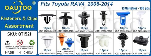 130 قطعة من OAUTOO تناسب Toyota RAV4 2006-2014، مجموعة متنوعة من المثبت الداخلي والخارجي للمحرك تحت الغطاء وغطاء ممتص الصدمات، مسمار تثبيت متوهج مع مجموعة صواميل in Saudi Arabia