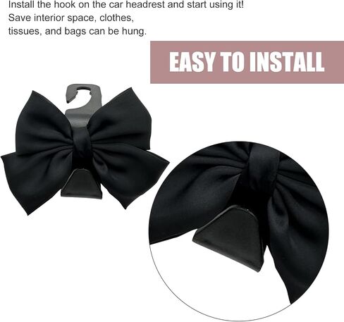 2 Pack Car Seat Headrest Hooks, Cute Bow Design Backseat Hook Storage Organizer for Purses, Handbags, Coats, Umbrellas, Cute Car Accessories for Women and Girls (White Leather) in Saudi Arabia
