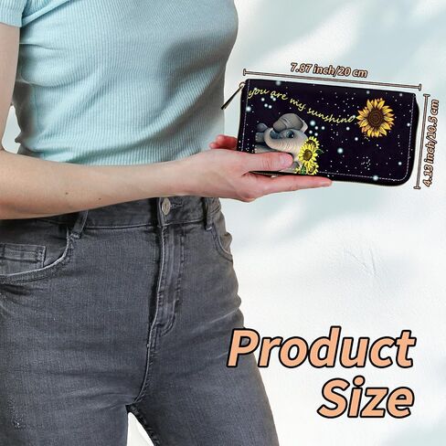 Women's RFID Blocking Wallet PU Leather Slim Bifold Wristlet Clutch with Large Capacity,16 Card Slots & Zipper Coin Purse Pocket Ladies Travel Purse Wristlet,Moonflower in Kuwait