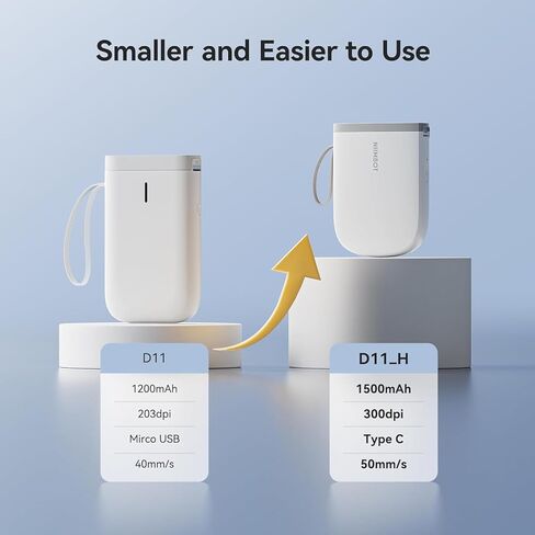 آلة صنع الملصقات NIIMBOT D11_H مع شريط، طابعة ملصقات بلوتوث 300 ديسيبل متوحد الخواص، طابعة حرارية محمولة، صانع ملصقات لتنظيم المنزل والمكتب والمدرسة، أبيض in Kuwait