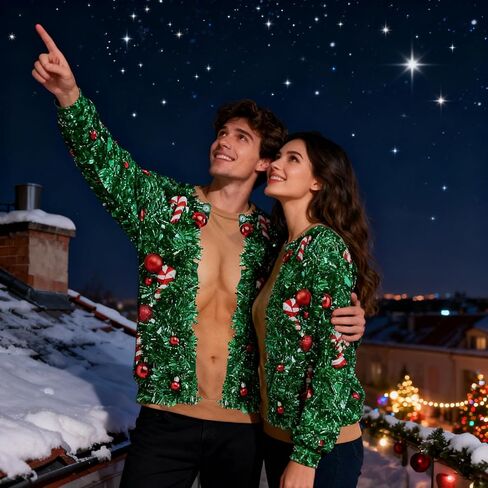 uideazone للجنسين سترة عيد الميلاد القبيحة ثلاثية الأبعاد مطبوعة مضحك Crewneck البلوز بلوزات للاحتفال حفلة عيد الميلاد in Kuwait