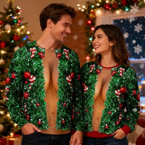 uideazone للجنسين سترة عيد الميلاد القبيحة ثلاثية الأبعاد مطبوعة مضحك Crewneck البلوز بلوزات للاحتفال حفلة عيد الميلاد in Kuwait