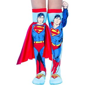 جوارب MADMIA Superman، جوارب مذهلة تصل إلى الركبة مع ذراع سوبرمان قطيفة ثلاثية الأبعاد ورداء مخملي! in Kuwait
