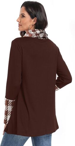 Miusey سترة علوية بأكمام طويلة للسراويل الضيقة ورقبة واسعة مع حاشية غير متماثلة وسترات صوفية خفيفة الوزن in Kuwait