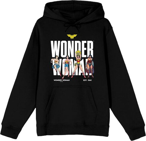 Bioworld Wonder Woman Diana Poses Adult Black Long Sleeve Hooded Sweatshirt in Saudi Arabia