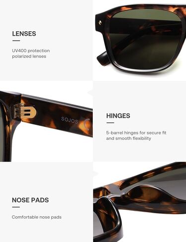 SOJOS Retro Square Polarized Aviator Sunglasses Womens Mens, Trendy Aviators Shades SJ2604 in Saudi Arabia
