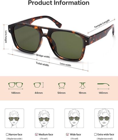 SOJOS Retro Square Polarized Aviator Sunglasses Womens Mens, Trendy Aviators Shades SJ2604 in Saudi Arabia