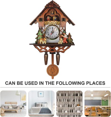 Vosarea Wooden Wall Clock,Small Clock Decor,Cuckoo Shaped Clock Antique Pendulum for Home Kids Room Bedroom Decor in Saudi Arabia