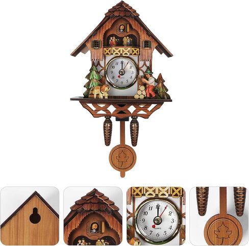 Vosarea Wooden Wall Clock,Small Clock Decor,Cuckoo Shaped Clock Antique Pendulum for Home Kids Room Bedroom Decor in Saudi Arabia
