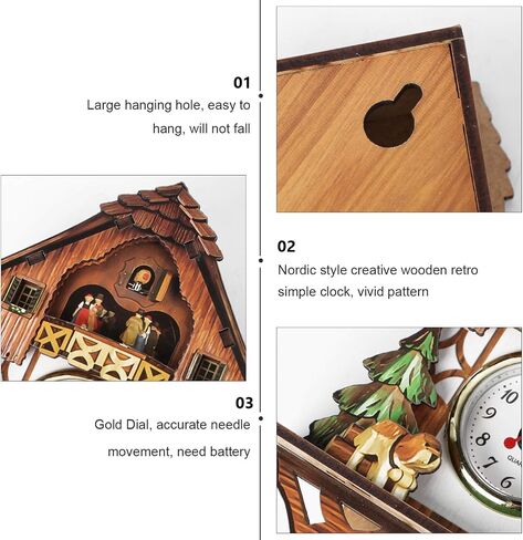 Vosarea Wooden Wall Clock,Small Clock Decor,Cuckoo Shaped Clock Antique Pendulum for Home Kids Room Bedroom Decor in Saudi Arabia