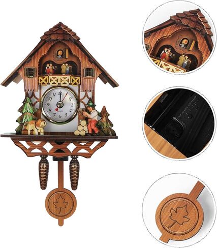 Vosarea Wooden Wall Clock,Small Clock Decor,Cuckoo Shaped Clock Antique Pendulum for Home Kids Room Bedroom Decor in Saudi Arabia