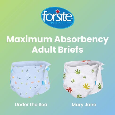 Nature's Escape Briefs Printed Adult Diapers, Mary Jane, Large, Starter Pack/4 in Saudi Arabia