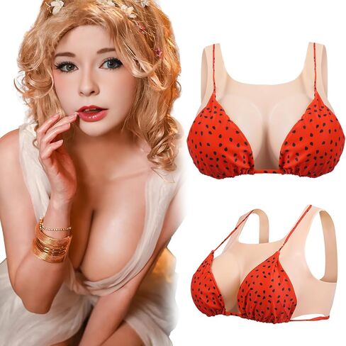 Silicone Breastplate Fake Boobs B-G Cup High Round Collar Hollow back Realistic Fake Breast Plate Forms for Drag Queen in Saudi Arabia