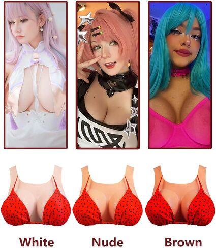Silicone Breastplate Fake Boobs B-G Cup High Round Collar Hollow back Realistic Fake Breast Plate Forms for Drag Queen in Saudi Arabia