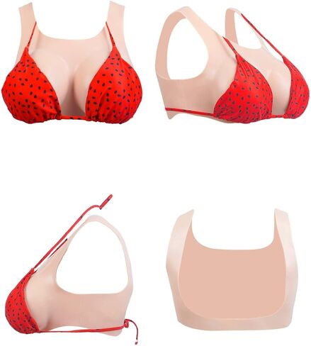Silicone Breastplate Fake Boobs B-G Cup High Round Collar Hollow back Realistic Fake Breast Plate Forms for Drag Queen in Saudi Arabia