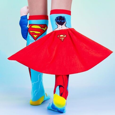 جوارب MADMIA Superman، جوارب مذهلة تصل إلى الركبة مع ذراع سوبرمان قطيفة ثلاثية الأبعاد ورداء مخملي! in Kuwait