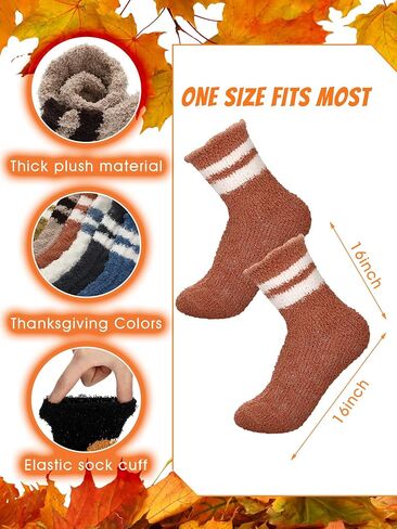 12 Pairs Thanksgiving Fall Fuzzy Socks Gift Set Autumn Harvest Themed Funny Socks Gift for Thanksgiving in Saudi Arabia