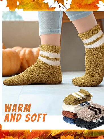 12 Pairs Thanksgiving Fall Fuzzy Socks Gift Set Autumn Harvest Themed Funny Socks Gift for Thanksgiving in Saudi Arabia