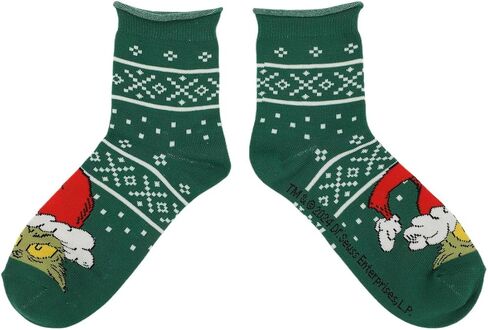 Bioworld The Grinch & Max Character Prints Women's 3-Pair Pack Casual Quarter Crew Socks in Saudi Arabia