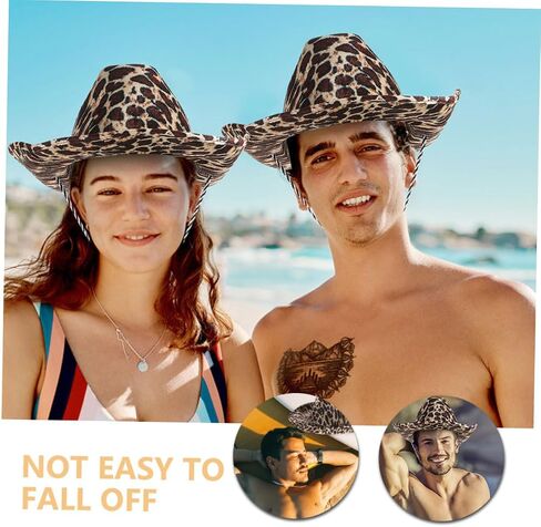Baluue 2pcs Leopard Print Cowboy Hats for Parties and Stage Performances Comfortable Decorative Hats Unique Animal Print Patterns in Saudi Arabia