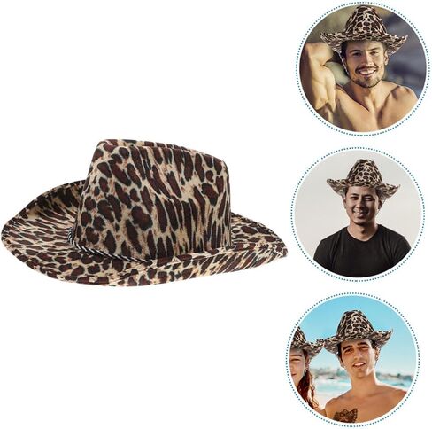 Baluue 2pcs Leopard Print Cowboy Hats for Parties and Stage Performances Comfortable Decorative Hats Unique Animal Print Patterns in Saudi Arabia