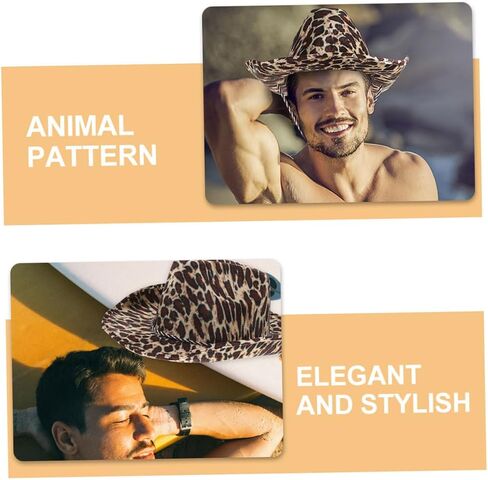 Baluue 2pcs Leopard Print Cowboy Hats for Parties and Stage Performances Comfortable Decorative Hats Unique Animal Print Patterns in Saudi Arabia