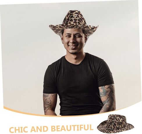 Baluue 2pcs Leopard Print Cowboy Hats for Parties and Stage Performances Comfortable Decorative Hats Unique Animal Print Patterns in Saudi Arabia