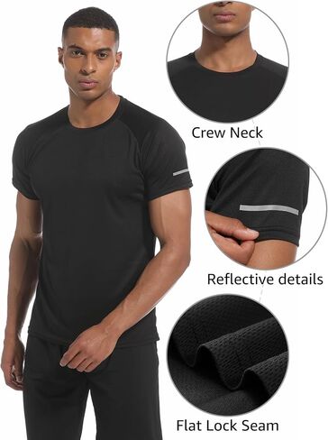 Men’s Active Quick Dry Crew Neck T Shirts | Athletic Running Gym Workout Short Sleeve Tee Tops Bulk in Saudi Arabia