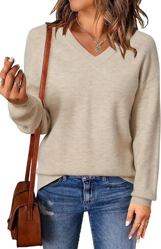 Arach&Cloz Women's Wool Blend V Neck Fall Business Casual Sweater Tops 2025 in Saudi Arabia