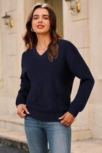 Arach&Cloz Women's Wool Blend V Neck Fall Business Casual Sweater Tops 2025 in Saudi Arabia