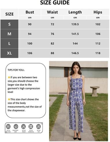 Women's Floral Print Jumpsuit, Blue and White Pattern, Wide Leg, Sleeveless in Saudi Arabia