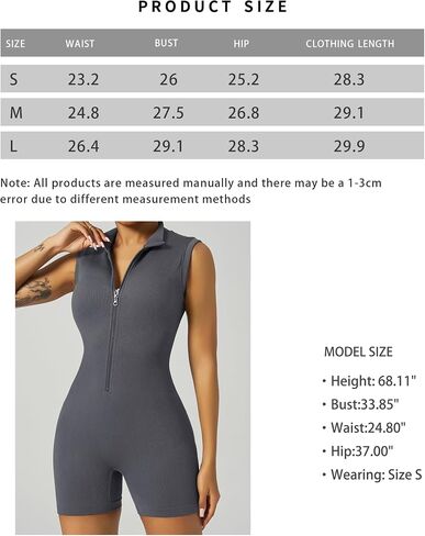 Women’s Sleeveless Zip Front Short Jumpsuit – One-Piece Stretch Romper for Yoga with Fitted Athletic Design in Saudi Arabia