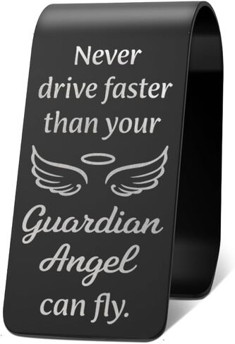 Never Drive Faster Than Your Guradian Angel Visor Clip for Cars, New Driver Car Visor Clips Gifts for Women Girls, Traveling Wishes for Self-Driving Lover, Drive Safe Inspirational Gifts in Saudi Arabia
