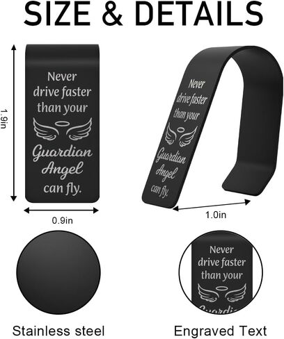 Never Drive Faster Than Your Guradian Angel Visor Clip for Cars, New Driver Car Visor Clips Gifts for Women Girls, Traveling Wishes for Self-Driving Lover, Drive Safe Inspirational Gifts in Saudi Arabia