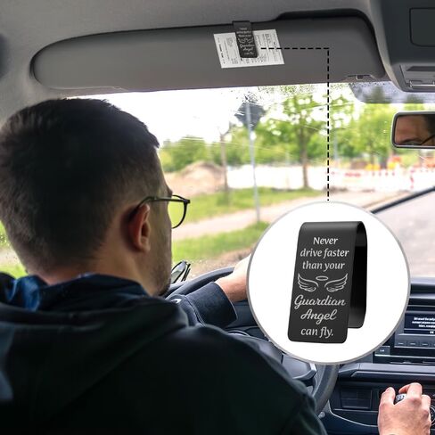 Never Drive Faster Than Your Guradian Angel Visor Clip for Cars, New Driver Car Visor Clips Gifts for Women Girls, Traveling Wishes for Self-Driving Lover, Drive Safe Inspirational Gifts in Saudi Arabia