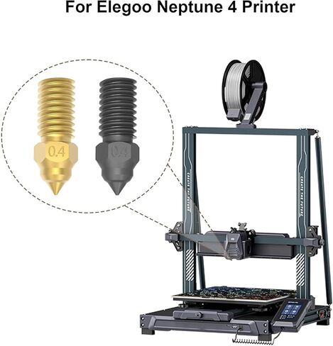 Ideaformer 22Pcs 0.4mm Nozzles Kit Only for Elegoo Neptune 4/Pro,10pcs Brass Nozzles+2pcs Hardened Steel Nozzles+10pcs Nozzle Cleaning Needles 3D Printer Hotend Extruder Accessories for Neptune 4/Pro in Saudi Arabia