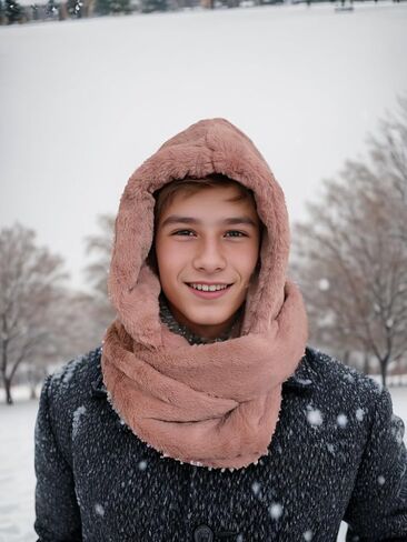 Unisex Faux Fur Snood Hat Infinity Scarf Wrap for Winter Balaclava Hood in Kuwait